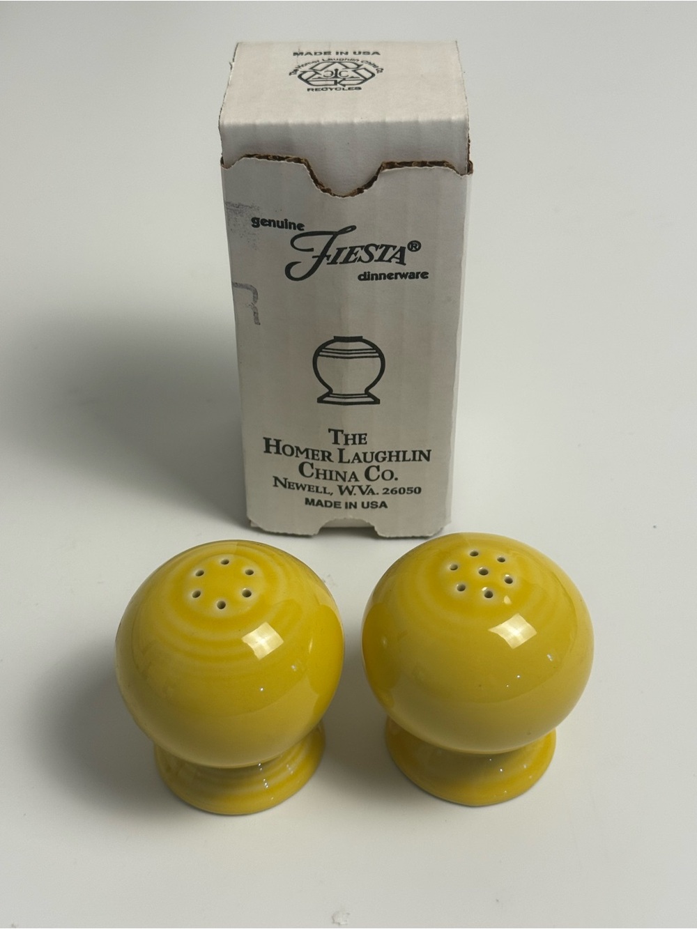 Fiesta Sunflower Yellow Salt & Pepper Shakers Retired Open Box